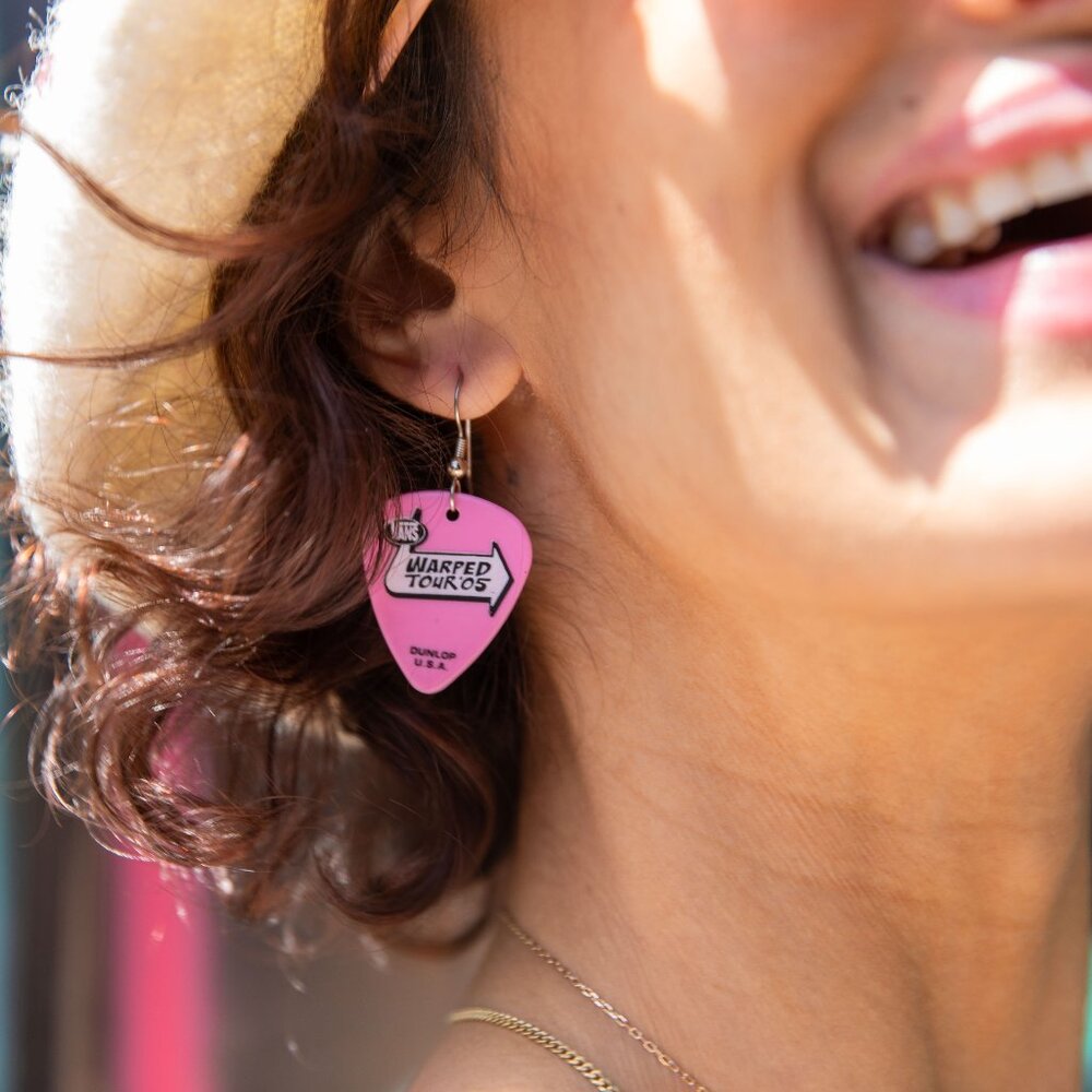 Vintage 2005 Pink Warped Tour Guitar Pick Earrings